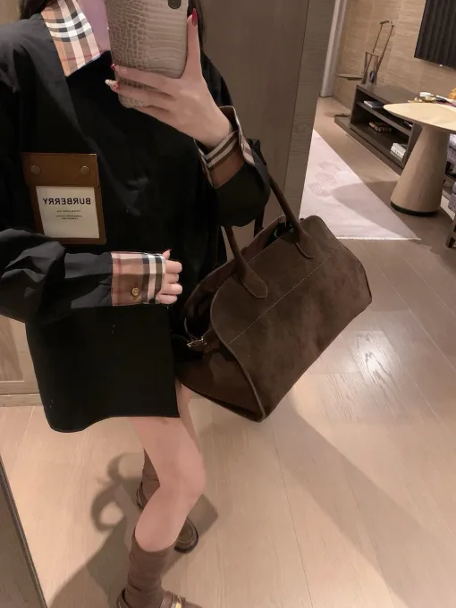 Premium Qualität Burberry Hemd Schwarz Leder Plaid Luxus