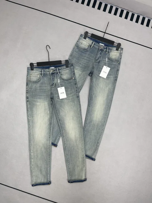 Premium Dior Jeans Graue Leder Casual Kollektion