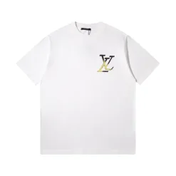 Premium Louis Vuitton Kurzarm Schwarz Seide Luxus