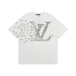 Premium Qualität Louis Vuitton Kurzarm Baumwolle Druck Luxus