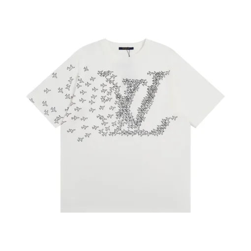 Premium Qualität Louis Vuitton Kurzarm Baumwolle Druck Luxus