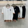 Hochwertiger Burberry Kurzarm-Strickpullover in Weiß mit Stickerei