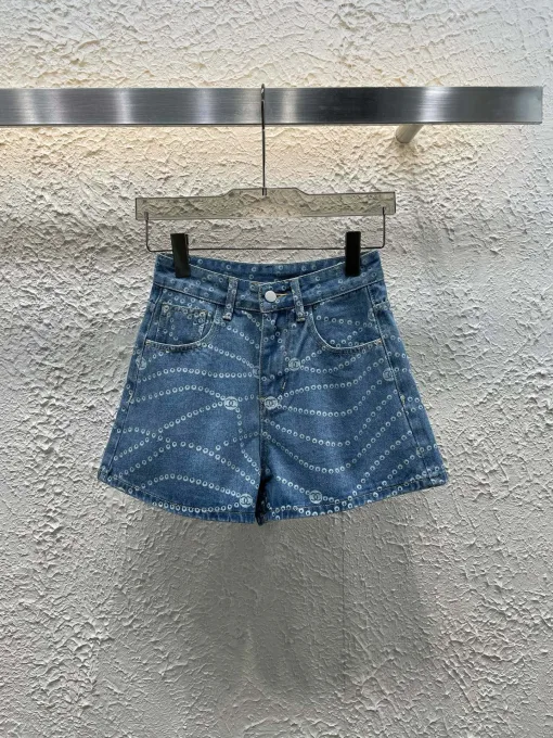 Premium Chanel Shorts Blue Denim Print Kollektion