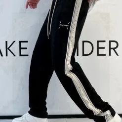 Luxus-Hosen von Margiela aus der Kollektion mit Stickereien in Schwarz