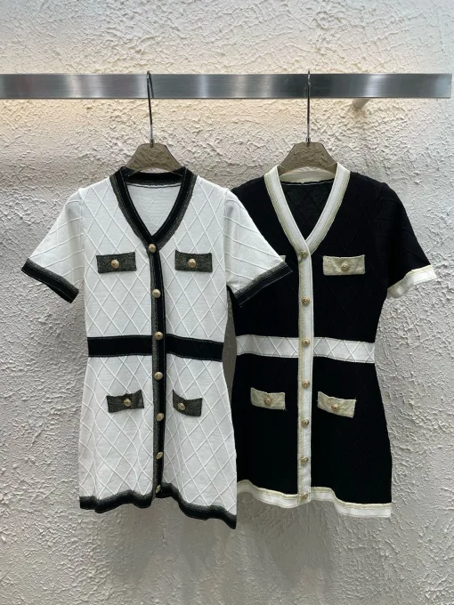 Bestseller Balmain Kurzarm Gold Strick Luxus