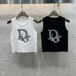 Hochwertige Dior Weste Weiß Strick Monogramm Luxus