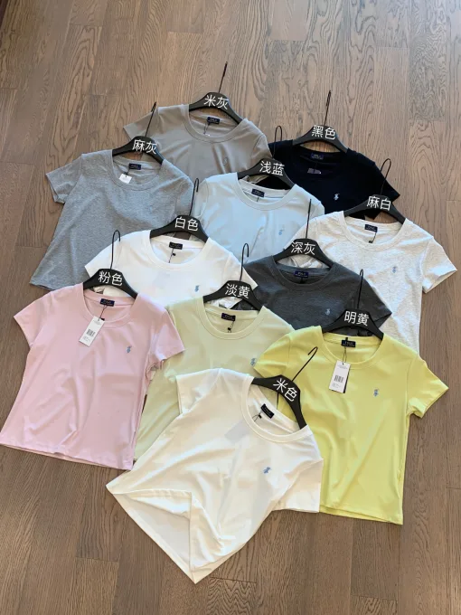 Hochwertiges Ralph Lauren Kurzarm-Blau-Baumwoll-Stickerei-Luxus