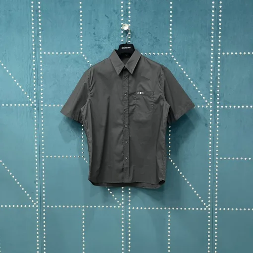 Luxus Balenciaga Kurzarm Schwarz Baumwolle Stickerei Stil