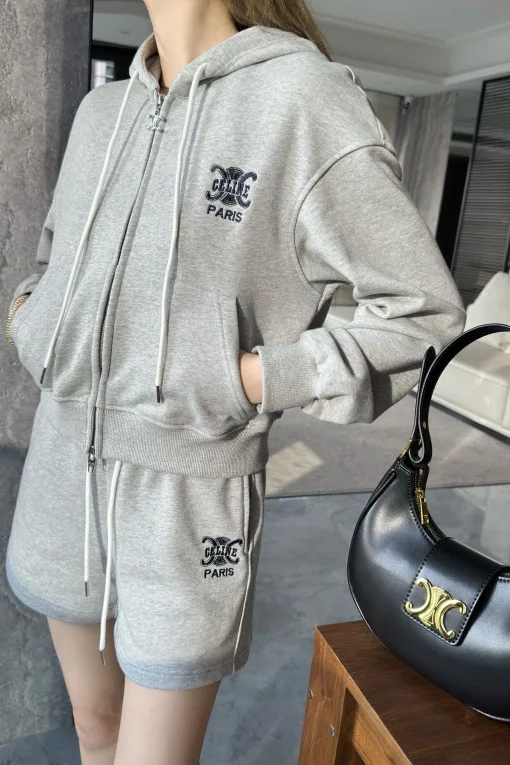 Hochwertige Celine Shorts Grau Logo Luxus