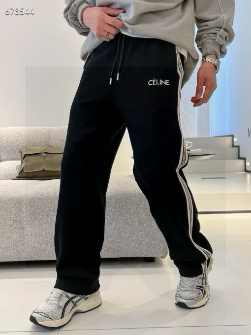 Hochwertige Celine Jogginghose aus schwarzer Strickstickerei-Kollektion