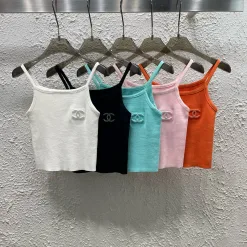 Hochwertige Chanel Hosenträger aus weißer Strick-Strass-Kollektion