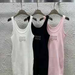 Premium Qualität Miu Miu Weste Weiß Strick Strass Luxus