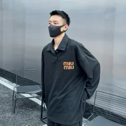 Premium Miu Miu Hoodie Schwarz Wildleder Bestickt Luxus