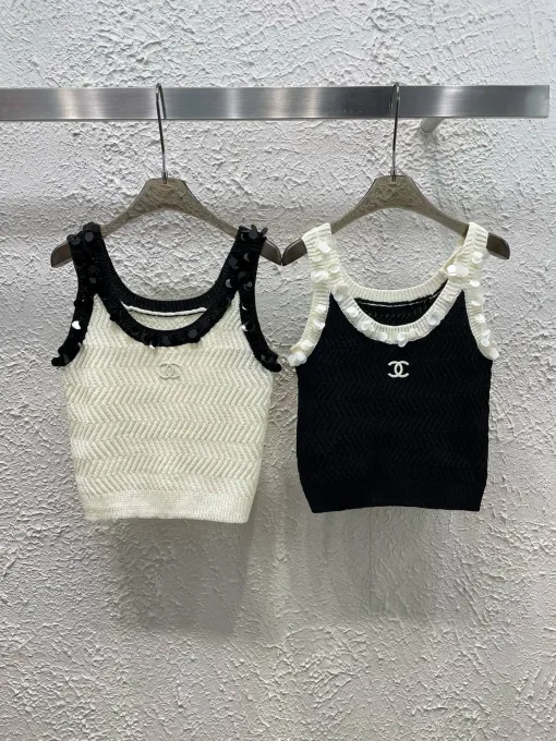 Premium Chanel Weste Weiß Strick Kollektion