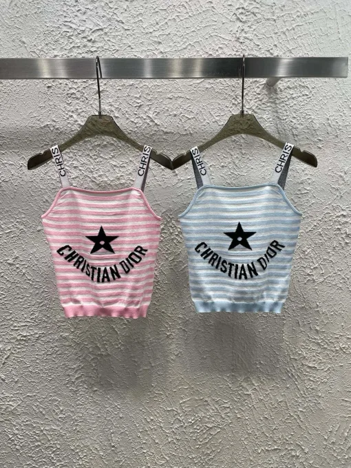 Dior Hosenträger in Premium-Qualität, rosa Strick-Jacquard, Luxus