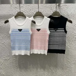 Bestseller Prada Weste Blaue Stricklogo-Kollektion