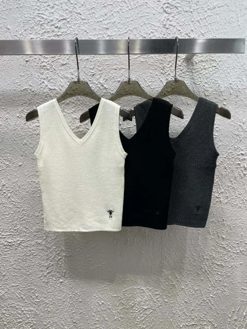 Luxus-Dior-Weste aus weißer Strickstickerei-Kollektion
