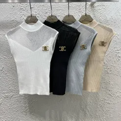 Bestseller Celine Weste Weiß Strickstil