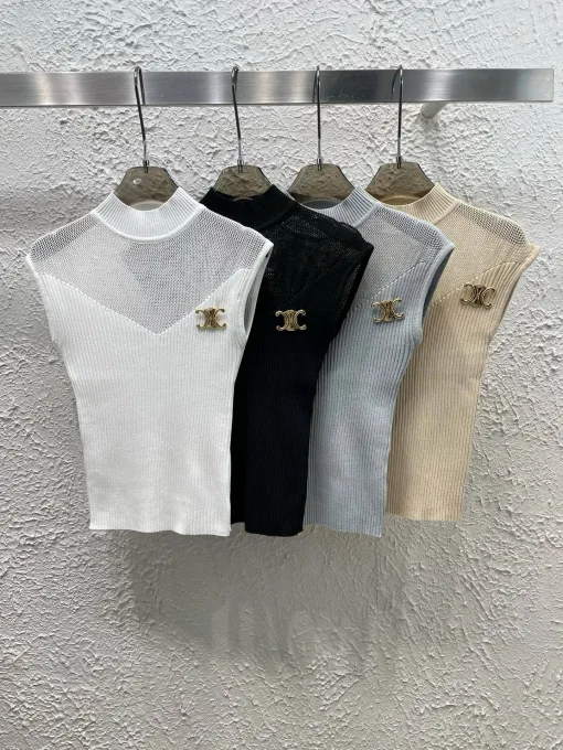 Bestseller Celine Weste Weiß Strickstil