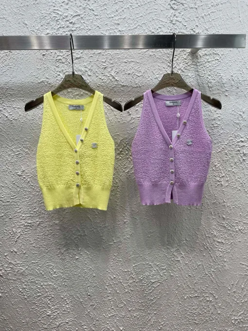 Luxus Chanel Weste Gelbe Strickkollektion