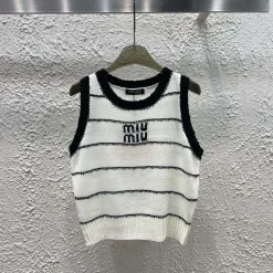 Bestseller Miu Miu Weste Weißer Strick Jacquard Luxus