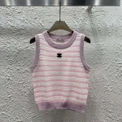 Premium Chanel Weste Pink Strick Bestickt Luxus