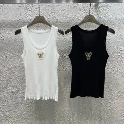 Premium Dior Weste im weißen Strick-Stil mit Stickerei