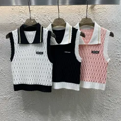 Bestseller Miu Miu Weste Weiß Strick Logo Luxus