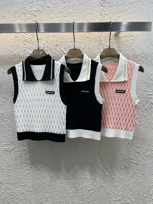Bestseller Miu Miu Weste Weiß Strick Logo Luxus
