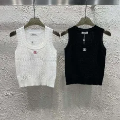 Luxus Chanel Weste Weiß Strick Luxus