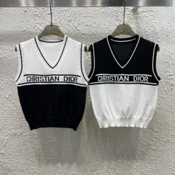 Luxus-Dior-Weste in Weiß mit Monogramm-Strickmuster