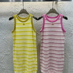 Bestseller Chanel Weste Gelb Strick Gestreift Stil