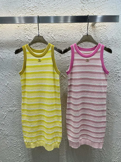 Bestseller Chanel Weste Gelb Strick Gestreift Stil