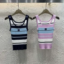 Premium Chanel Weste Blauer Strick Bestickter Stil
