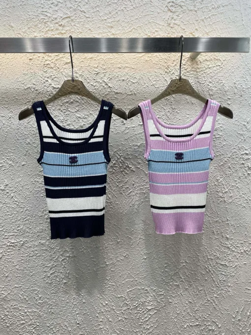 Premium Chanel Weste Blauer Strick Bestickter Stil
