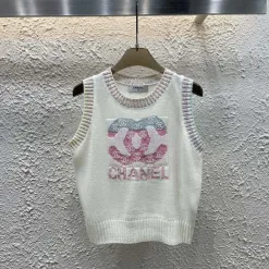 Luxus Chanel Weste Weiß Strick Jacquard Luxus