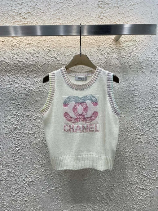 Luxus Chanel Weste Weiß Strick Jacquard Luxus