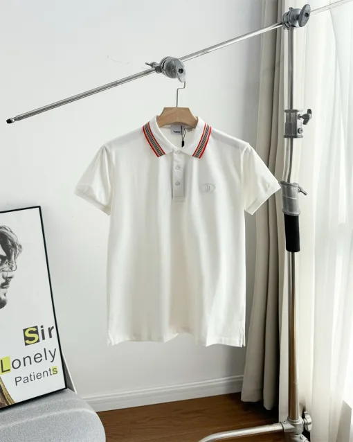 Premium Burberry Kurzarmhemd aus weißer Baumwolle im klassischen Stil