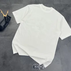 Luxus Chrome Hearts Kurzarm Schwarz Baumwolle Washed Style
