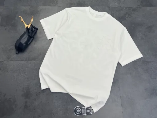 Luxus Chrome Hearts Kurzarm Schwarz Baumwolle Washed Style