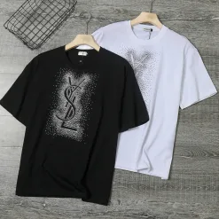 Premium Qualität Yves Saint Laurent Kurzarm Schwarz Strass Luxus