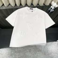 Luxus-Kollektion mit kurzen Ärmeln aus weißer Baumwolle von Louis Vuitton mit Stickerei