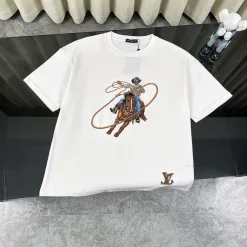 Bestseller Louis Vuitton Kurzarmhemd Weiße Baumwollstickerei-Kollektion