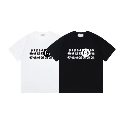 Bestseller Margiela Kurzarm Schwarz Baumwolle Logo Luxus