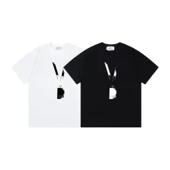 Luxus Margiela Kurzarm Schwarz Baumwolle Logo Stil