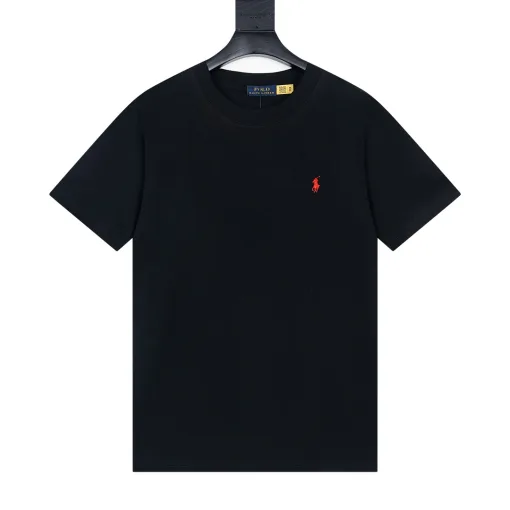 Hochwertiges Ralph Lauren Kurzarm-Shirt aus schwarzer Baumwolle, klassischer Luxus