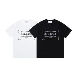 Hochwertige Margiela Kurzarm Schwarz Baumwolle Logo Luxus