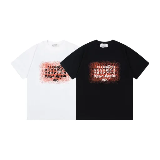 Premium Qualität Margiela Kurzarm Schwarz Baumwolle Druck Luxus