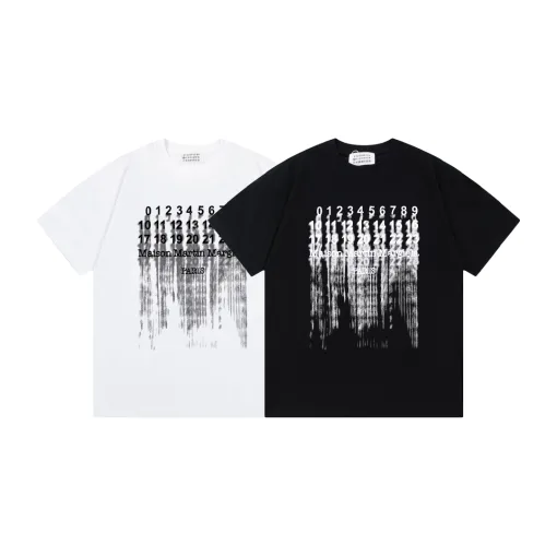 Luxus Margiela Kurzarm Schwarz Baumwolle Logo Stil