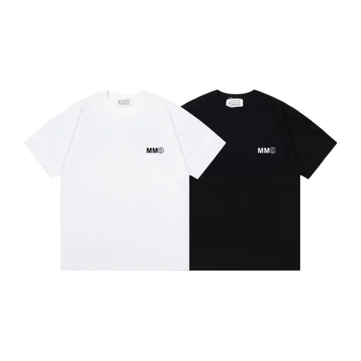 Bestseller Margiela Kurzarm Schwarz Baumwolle Logo Stil